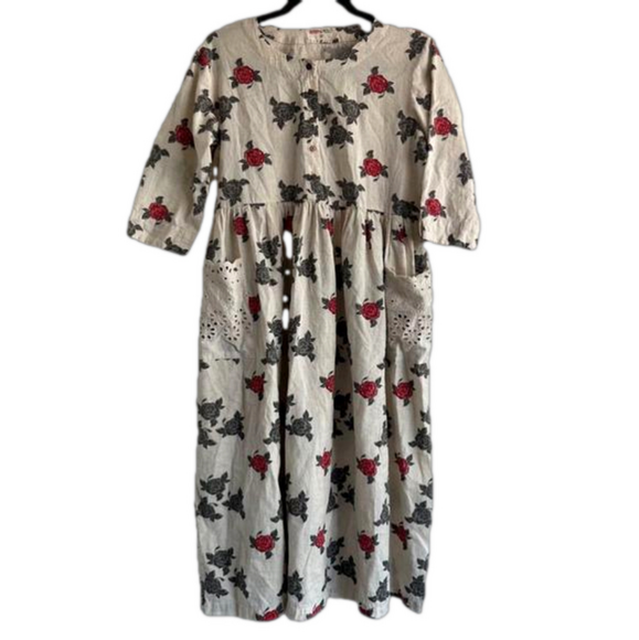 Women's Bombay Paisley Floral Dress Size M White Red - Picture 1 of 8